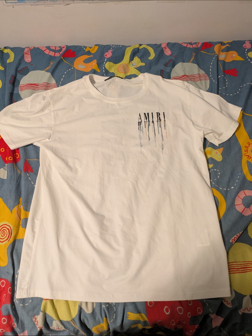 AMIRI White Short Sleeve Tee with Drip Logo Detail